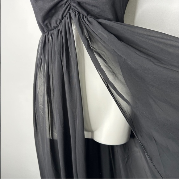 Maternity Chiffon Strapless Maxi Photography Dress Split Front Gown OS - Picture 5 of 9